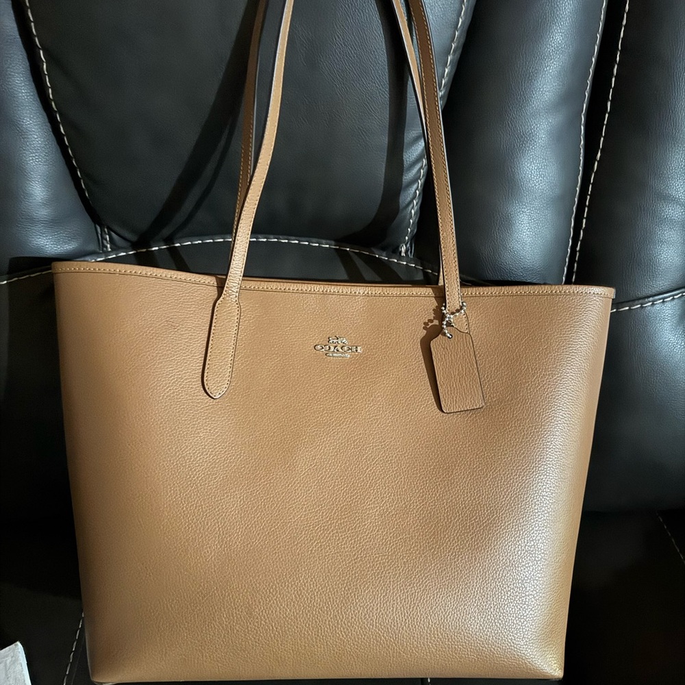 Coach Brown and Burgundy Leather Tote